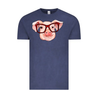 Vintage Denim pig with red glasses Vintage Tee - RanaPortraitStore