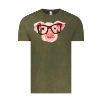 Vintage Olive pig with red glasses Vintage Tee - RanaPortraitStore