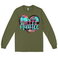 Army Green auntie leopard turquoise heart Long Sleeve Tee - JahusDesignShop