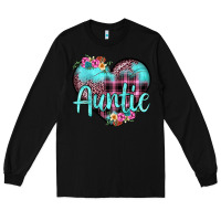 Black auntie leopard turquoise heart Long Sleeve Tee - JahusDesignShop