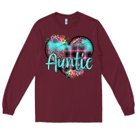 Burgundy auntie leopard turquoise heart Long Sleeve Tee - JahusDesignShop