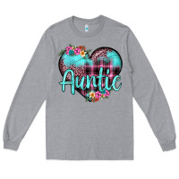 Heather Grey auntie leopard turquoise heart Long Sleeve Tee - JahusDesignShop