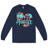 Navy auntie leopard turquoise heart Long Sleeve Tee - JahusDesignShop