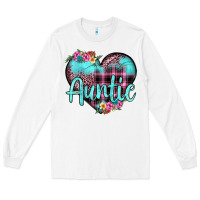 White auntie leopard turquoise heart Long Sleeve Tee - JahusDesignShop