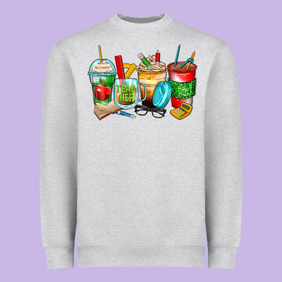 Teacher Coffee Cups Heavyweight Sweatshirt Designed By Zillion Design Studio