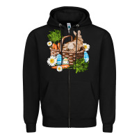 Black easter bunny in basket wıth carrot and eggs Zipper Hoodie - AdoDesignShop