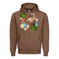 Chestnut easter bunny in basket wıth carrot and eggs Zipper Hoodie - AdoDesignShop