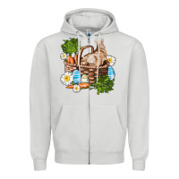Dove Grey easter bunny in basket wıth carrot and eggs Zipper Hoodie - AdoDesignShop