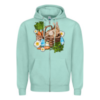 Seafoam easter bunny in basket wıth carrot and eggs Zipper Hoodie - AdoDesignShop