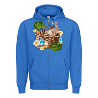 True Royal easter bunny in basket wıth carrot and eggs Zipper Hoodie - AdoDesignShop