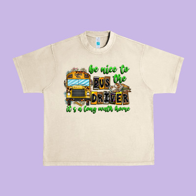 Be Nice To The Bus Driver It's A Long Walk Home Urban Heavy Tee Designed By Cowhidedigitalart
