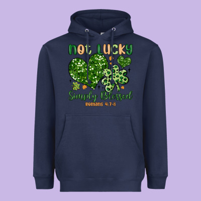 Not Lucky Simply Blessed Heavyweight Hoodie Designed By Maliassmallbusiness