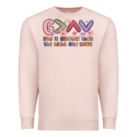 Pale Pink god is greater than the highs and lows Premium Sweatshirt - MaliasSmallBusiness