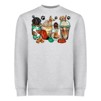 Heather Grey dog coffee cups Heavyweight Sweatshirt - Zillion Design Studio