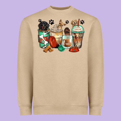 Dog Coffee Cups Heavyweight Sweatshirt Designed By Zillion Design Studio