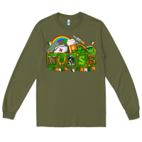 Army Green st patricks nurse Long Sleeve Tee - AdoDesignShop
