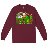 Burgundy st patricks nurse Long Sleeve Tee - AdoDesignShop