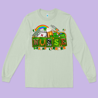 St Patricks Nurse Long Sleeve Tee Designed By Adodesignshop