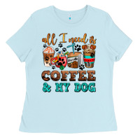 Baby Blue all i need is coffee and my dog Ladies Tee - AdoDesignShop