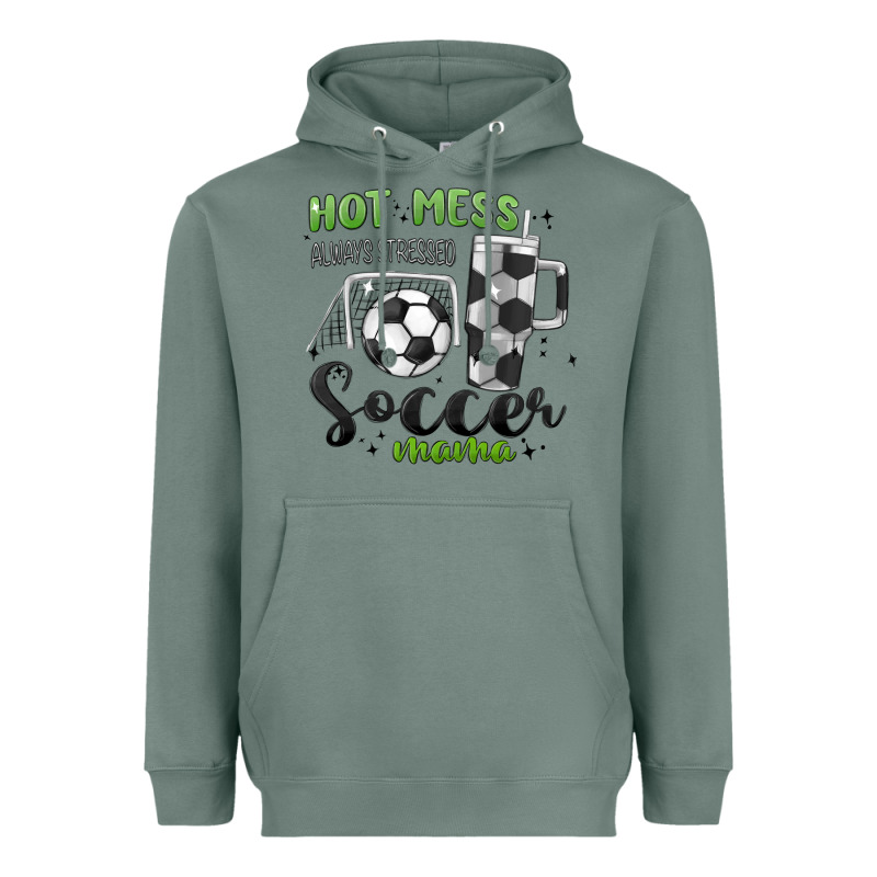 Hot Mess Always Stressed Soccer Mama Stanley Cup Heavyweight Hoodie by MaliasSmallBusiness | Teevron