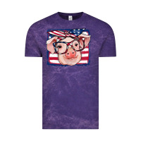 Cloud Purple american flag pig Vintage Tee - RanaPortraitStore