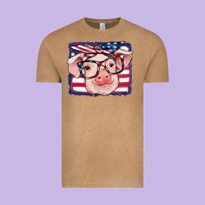 American Flag Pig Vintage Tee Designed By Ranaportraitstore