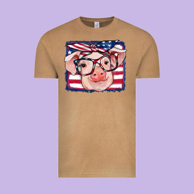 American Flag Pig Vintage Tee Designed By Ranaportraitstore