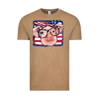 Vintage Coffee american flag pig Vintage Tee - RanaPortraitStore