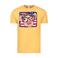 Vintage Mustard american flag pig Vintage Tee - RanaPortraitStore