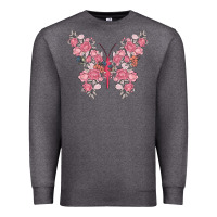 Charcoal Heather floral butterfly Premium Sweatshirt - MaliasSmallBusiness