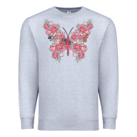 Heather Grey floral butterfly Premium Sweatshirt - MaliasSmallBusiness