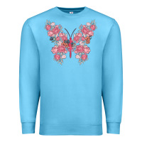 Ocean Blue floral butterfly Premium Sweatshirt - MaliasSmallBusiness