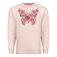 Pale Pink floral butterfly Premium Sweatshirt - MaliasSmallBusiness