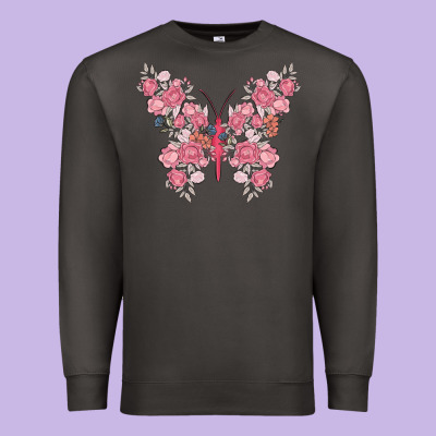 Floral Butterfly Premium Sweatshirt Designed By Maliassmallbusiness