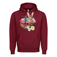 Burgundy easter bunny and basket Zipper Hoodie - AdoDesignShop