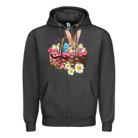 Charcoal Heather easter bunny and basket Zipper Hoodie - AdoDesignShop