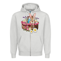 Dove Grey easter bunny and basket Zipper Hoodie - AdoDesignShop