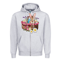 Heather Grey easter bunny and basket Zipper Hoodie - AdoDesignShop
