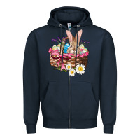 Navy easter bunny and basket Zipper Hoodie - AdoDesignShop