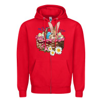 Red easter bunny and basket Zipper Hoodie - AdoDesignShop