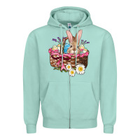 Seafoam easter bunny and basket Zipper Hoodie - AdoDesignShop