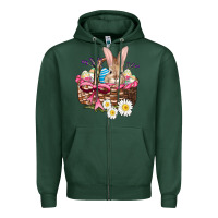 Sports Green easter bunny and basket Zipper Hoodie - AdoDesignShop