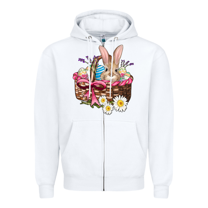 Easter Bunny And Basket Zipper Hoodie by AdoDesignShop | Teevron