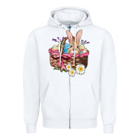 White easter bunny and basket Zipper Hoodie - AdoDesignShop