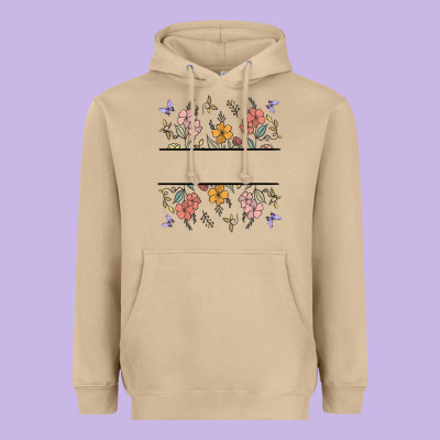 Wildflower Your Text Here Heavyweight Hoodie Designed By Maliassmallbusiness