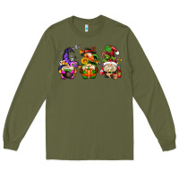 Army Green hallothanksmas gnome Long Sleeve Tee - AdoDesignShop