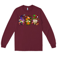 Burgundy hallothanksmas gnome Long Sleeve Tee - AdoDesignShop