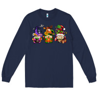 Navy hallothanksmas gnome Long Sleeve Tee - AdoDesignShop