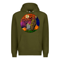 Army Green halloween round Premium Hoodie - BundleAndBundleShop