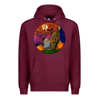 Burgundy halloween round Premium Hoodie - BundleAndBundleShop